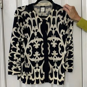 Jcrew navy and white printed cardigan
